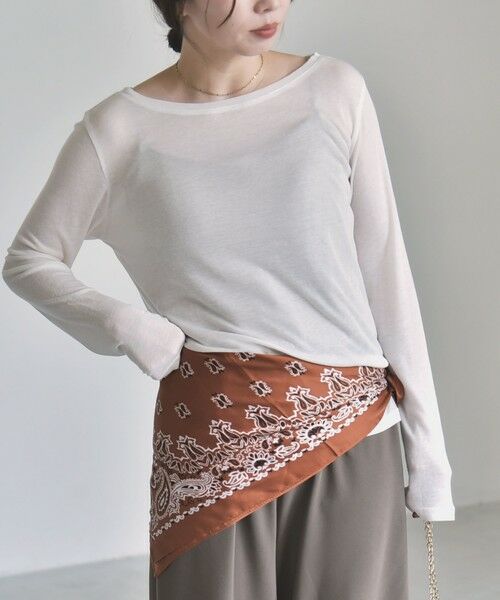 SHIPS / シップス カットソー | 《予約》quaranciel:〈手洗い可能〉ウール ミックス シアー ボートネック プルオーバー（ホワイト）