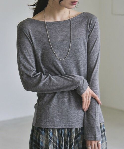 SHIPS / シップス カットソー | 《予約》quaranciel:〈手洗い可能〉ウール ミックス シアー ボートネック プルオーバー（グレー）