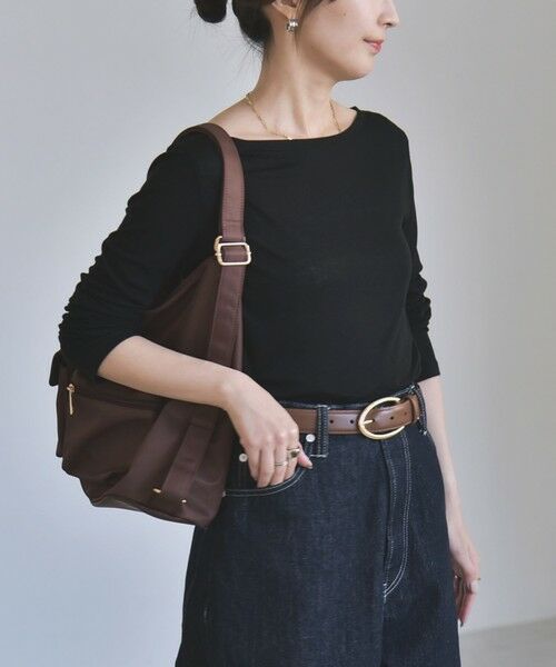 SHIPS / シップス カットソー | 《予約》quaranciel:〈手洗い可能〉ウール ミックス シアー ボートネック プルオーバー（ブラック）