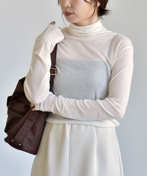 SHIPS / シップス ニット・セーター | 《予約》quaranciel:〈手洗い可能〉ウール ミックス シアー タートルネック プルオーバー（ホワイト）