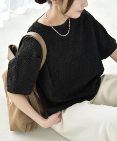 SHIPS / シップス カットソー | 《予約》quaranciel:〈洗濯機可能〉カット ジャカード フレンチスリーブ プルオーバー