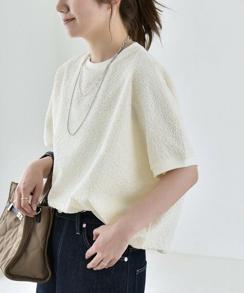 SHIPS / シップス カットソー | quaranciel:〈洗濯機可能〉カットジャカード ルーズ フレンチスリーブ プルオーバー | 詳細11