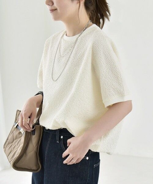 SHIPS / シップス カットソー | 《予約》quaranciel:〈洗濯機可能〉カット ジャカード フレンチスリーブ プルオーバー | 詳細4