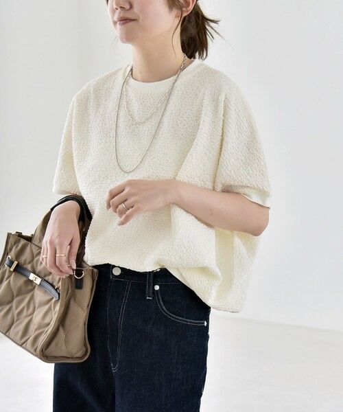 SHIPS / シップス カットソー | 《予約》quaranciel:〈洗濯機可能〉カット ジャカード フレンチスリーブ プルオーバー | 詳細8