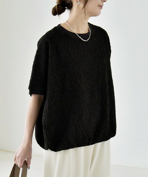 SHIPS / シップス カットソー | 《予約》quaranciel:〈洗濯機可能〉カット ジャカード フレンチスリーブ プルオーバー | 詳細14