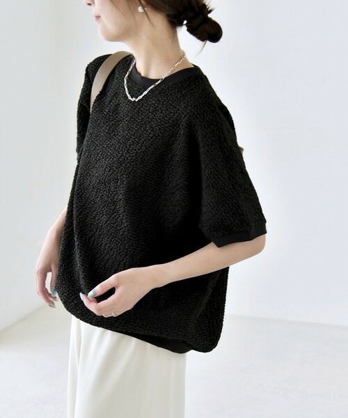 SHIPS / シップス カットソー | 《予約》quaranciel:〈洗濯機可能〉カット ジャカード フレンチスリーブ プルオーバー | 詳細18