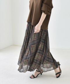 SHIPS / シップス ロング・マキシ丈スカート | 《予約》quaranciel:〈洗濯機可能〉シアー チェック プリーツ フレア スカート
