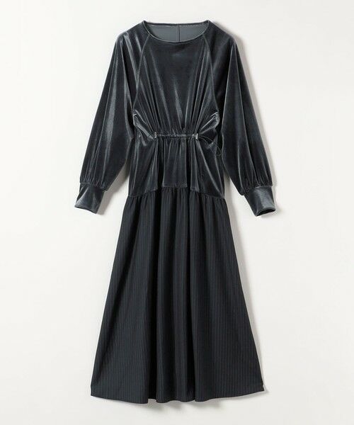 SHIPS / シップス ロング・マキシ丈ワンピース | 《予約》quaranciel:〈洗濯機可能〉ポリエステル ベロア ドロストコンビ ワンピース | 詳細9