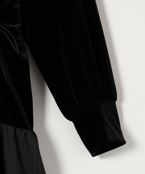 SHIPS / シップス ロング・マキシ丈ワンピース | 《予約》quaranciel:〈洗濯機可能〉ポリエステル ベロア ドロストコンビ ワンピース | 詳細23