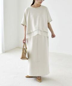 SHIPS / シップス ロング・マキシ丈ワンピース | 《予約》quaranciel:〈洗濯機可能〉裾デザイン プルオーバー & Iライン スカート セットアップ