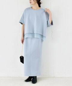 SHIPS / シップス ロング・マキシ丈ワンピース | 《予約》quaranciel:〈洗濯機可能〉裾デザイン プルオーバー & Iライン スカート セットアップ