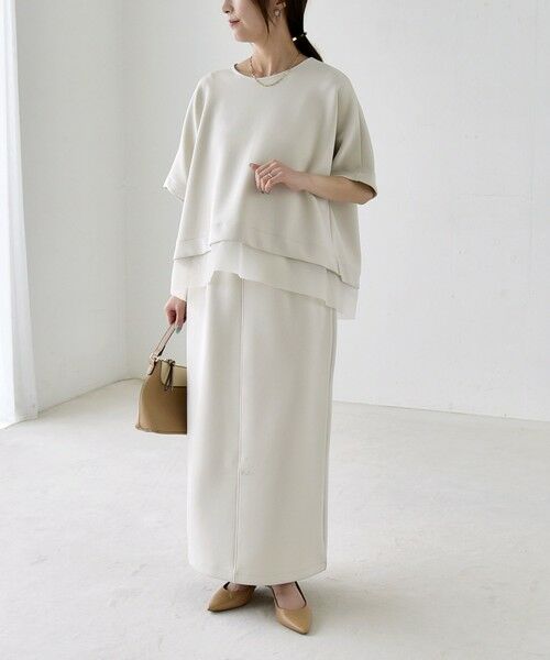 SHIPS / シップス ロング・マキシ丈ワンピース | 《予約》quaranciel:〈洗濯機可能〉裾デザイン プルオーバー & Iライン スカート セットアップ | 詳細1