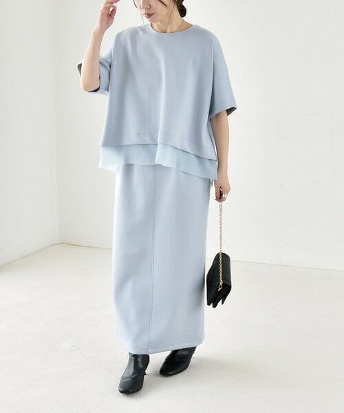 SHIPS / シップス ロング・マキシ丈ワンピース | 《予約》quaranciel:〈洗濯機可能〉裾デザイン プルオーバー & Iライン スカート セットアップ | 詳細21