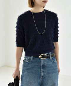 SHIPS / シップス ニット・セーター | 《予約》quaranciel:〈手洗い可能〉ハーフスリーブ フリンジ ニット プルオーバー