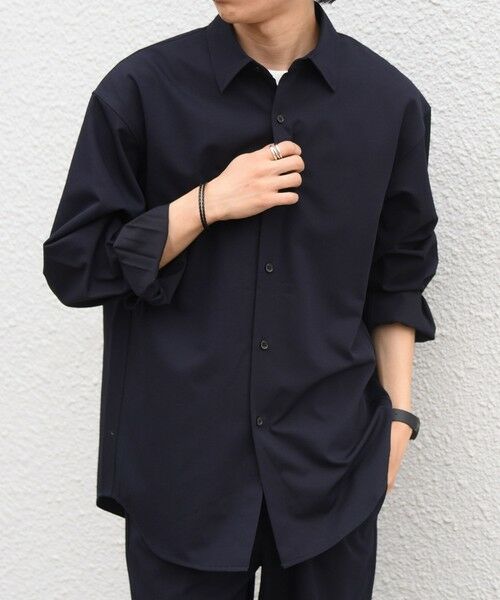 SHIPS / シップス シャツ・ブラウス | SHIPS any:〈洗濯機可能〉ウール混 ベーシック レギュラーカラー シャツ(セットアップ対応)◆(ネイビー)