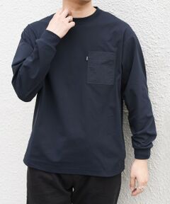 SHIPS / シップス Tシャツ | 【WEB限定】SHIPS any:〈撥水加工〉リラックス ナイロンポケット クルーネック Tシャツ(ロンT)◆