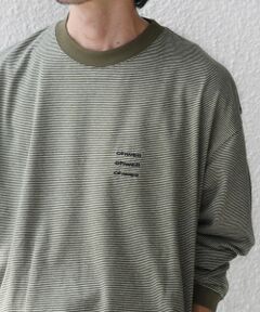SHIPS / シップス Tシャツ | 【SHIPS any別注】ohwell: ワンポイント ロゴ 刺繍 ボーダー リンガー Tシャツ(ロンT)◆