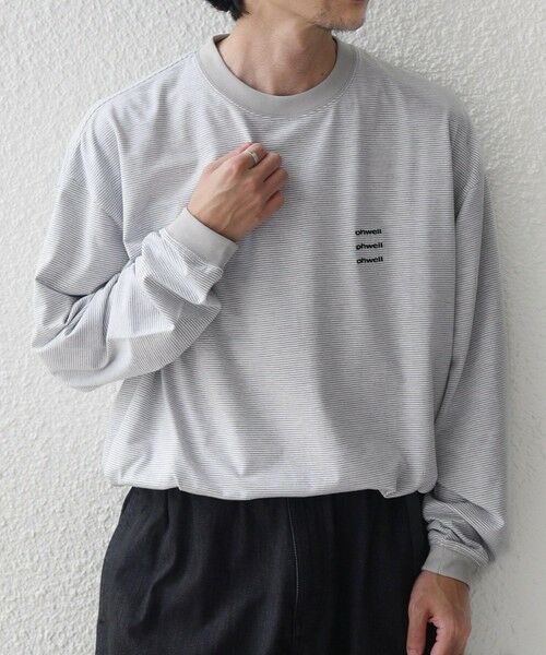 SHIPS / シップス Tシャツ | 【SHIPS any別注】ohwell: ワンポイント ロゴ 刺繍 ボーダー リンガー Tシャツ(ロンT)◆ | 詳細3