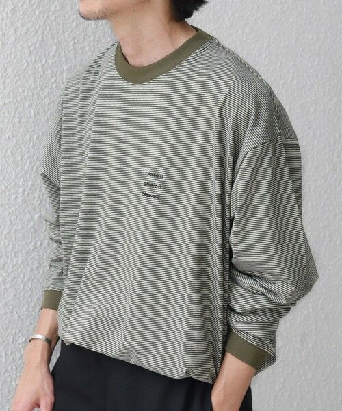SHIPS / シップス Tシャツ | 【SHIPS any別注】ohwell: ワンポイント ロゴ 刺繍 ボーダー リンガー Tシャツ(ロンT)◆ | 詳細23