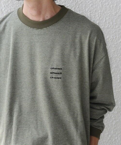 SHIPS / シップス Tシャツ | 【SHIPS any別注】ohwell: ワンポイント ロゴ 刺繍 ボーダー リンガー Tシャツ(ロンT)◆ | 詳細25