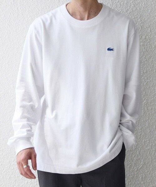 SHIPS / シップス Tシャツ | 【SHIPS any別注】LACOSTE: ワンポイント ピケ クルーネック Tシャツ 26AW (ロンT)◆（ホワイト）