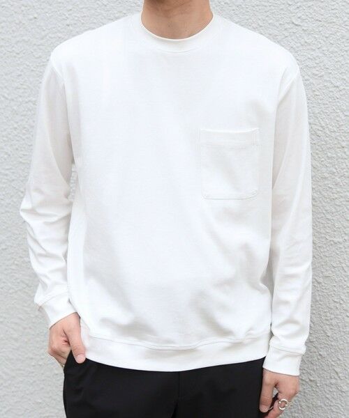 SHIPS / シップス Tシャツ | SHIPS any:〈接触冷感/UVカット〉ソフト スムース リラックス ポケット Tシャツ(ロンT)◆(ホワイト)