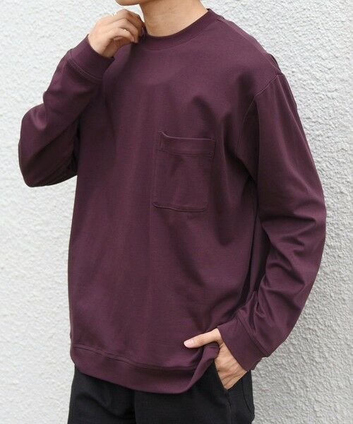 SHIPS / シップス Tシャツ | SHIPS any:〈接触冷感/UVカット〉ソフト スムース リラックス ポケット Tシャツ(ロンT)◆(パープル)