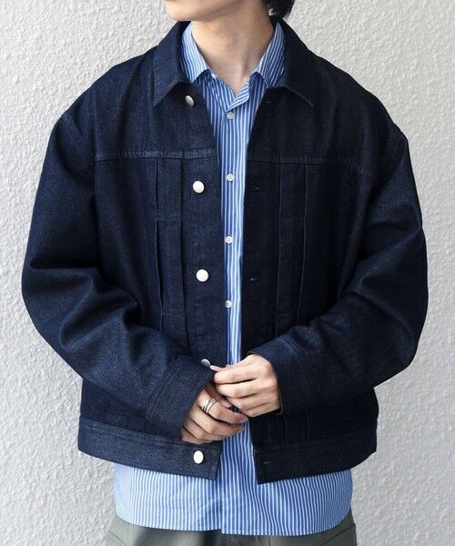 SHIPS / シップス ブルゾン | SHIPS any:〈洗濯機可能〉ステイカラー デニムライク リラックス ブルゾン(セットアップ対応)◆（ネイビー）