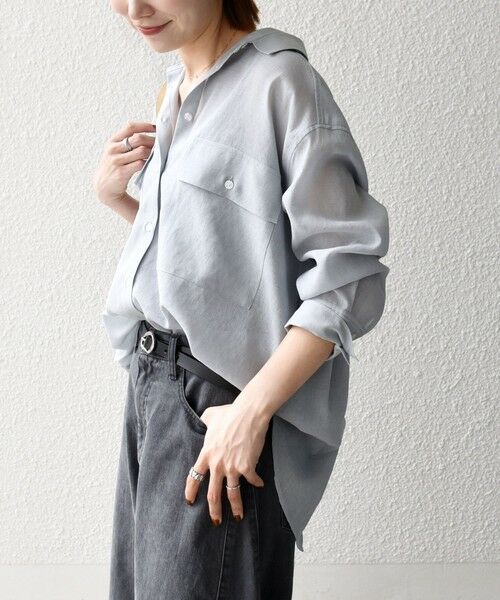 SHIPS / シップス シャツ・ブラウス | 《予約》SHIPS any:〈洗濯機可能〉シアー リボン レギュラーカラー ポケット シャツ | 詳細20