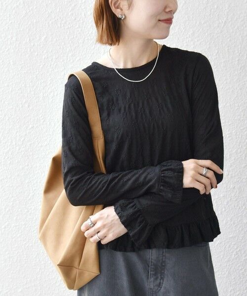 SHIPS / シップス カットソー | 《予約》SHIPS any:〈洗濯機可能〉フラワー レース ジャカード フリル ヘム プルオーバー | 詳細17