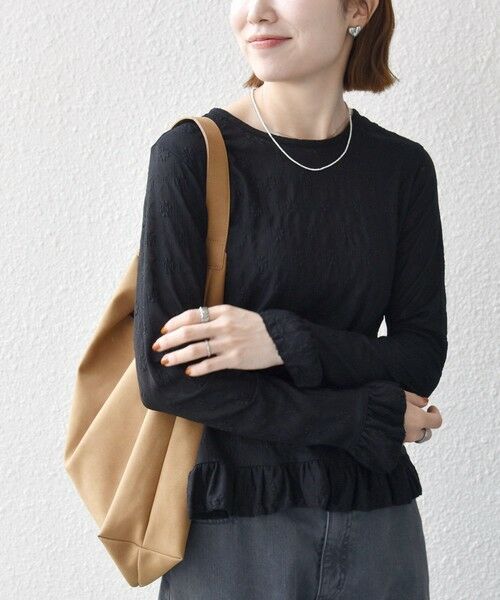 SHIPS / シップス カットソー | 《予約》SHIPS any:〈洗濯機可能〉フラワー レース ジャカード フリル ヘム プルオーバー | 詳細22