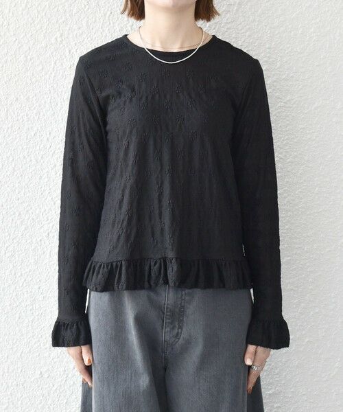SHIPS / シップス カットソー | 《予約》SHIPS any:〈洗濯機可能〉フラワー レース ジャカード フリル ヘム プルオーバー | 詳細25