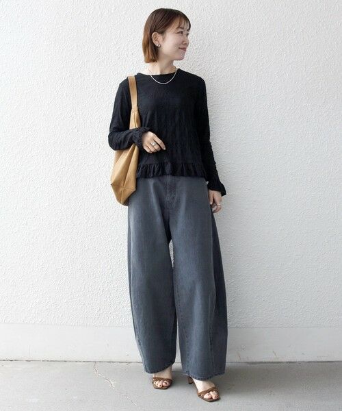 SHIPS / シップス カットソー | 《予約》SHIPS any:〈洗濯機可能〉フラワー レース ジャカード フリル ヘム プルオーバー | 詳細15