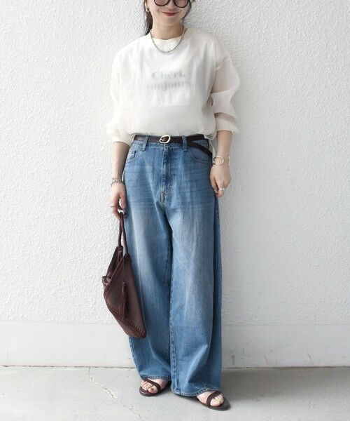 SHIPS / シップス シャツ・ブラウス | 《予約》SHIPS any:〈手洗い可能〉シアー ワイド トップス  × フレンチ ロゴ TEE | 詳細1