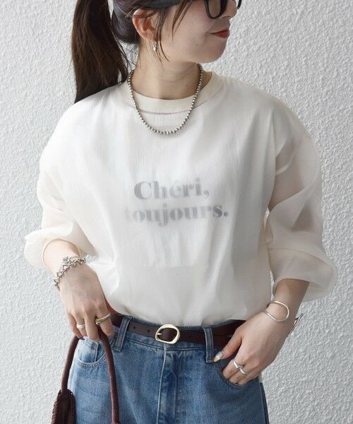 SHIPS / シップス シャツ・ブラウス | 《予約》SHIPS any:〈手洗い可能〉シアー ワイド トップス  × フレンチ ロゴ TEE | 詳細3