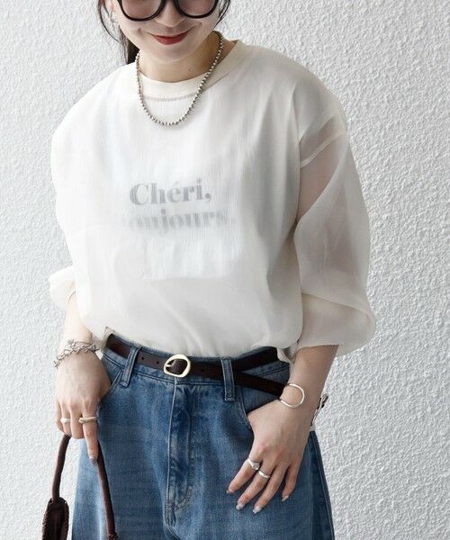 SHIPS / シップス シャツ・ブラウス | 《予約》SHIPS any:〈手洗い可能〉シアー ワイド トップス  × フレンチ ロゴ TEE | 詳細4