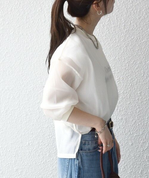SHIPS / シップス シャツ・ブラウス | 《予約》SHIPS any:〈手洗い可能〉シアー ワイド トップス  × フレンチ ロゴ TEE | 詳細6