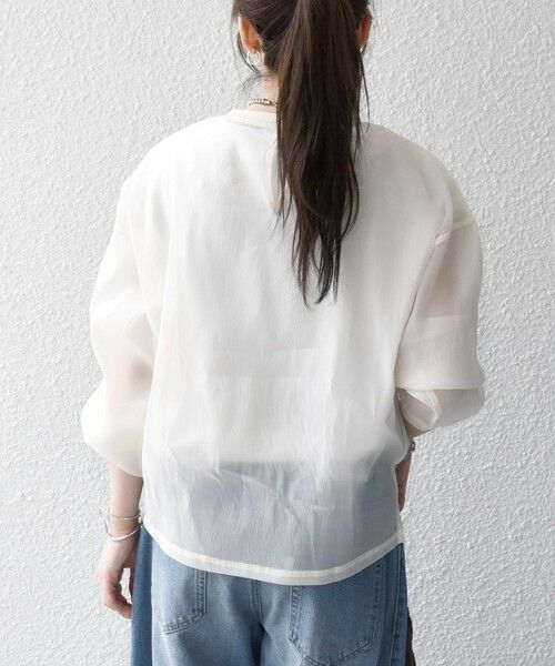 SHIPS / シップス シャツ・ブラウス | 《予約》SHIPS any:〈手洗い可能〉シアー ワイド トップス  × フレンチ ロゴ TEE | 詳細7