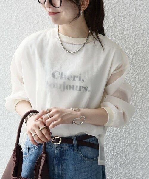 SHIPS / シップス シャツ・ブラウス | 《予約》SHIPS any:〈手洗い可能〉シアー ワイド トップス  × フレンチ ロゴ TEE | 詳細8