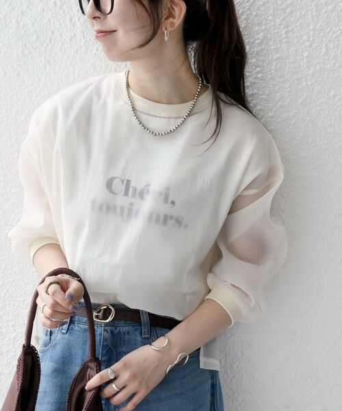 SHIPS / シップス シャツ・ブラウス | 《予約》SHIPS any:〈手洗い可能〉シアー ワイド トップス  × フレンチ ロゴ TEE（ナチュラル）