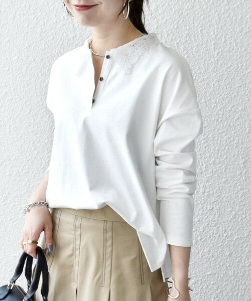 SHIPS / シップス カットソー | 《予約》SHIPS any:〈洗濯機可能〉レース カラー ロングスリーブ ポロ プルオーバー | 詳細9