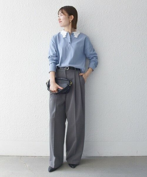 SHIPS / シップス カットソー | 《予約》SHIPS any:〈洗濯機可能〉レース カラー ロングスリーブ ポロ プルオーバー | 詳細12