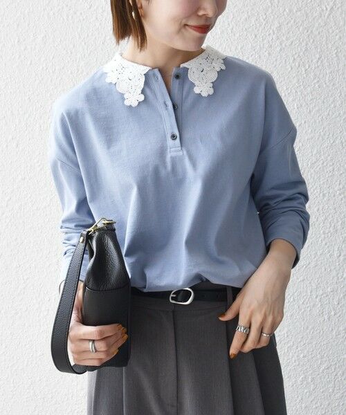 SHIPS / シップス カットソー | 《予約》SHIPS any:〈洗濯機可能〉レース カラー ロングスリーブ ポロ プルオーバー | 詳細14