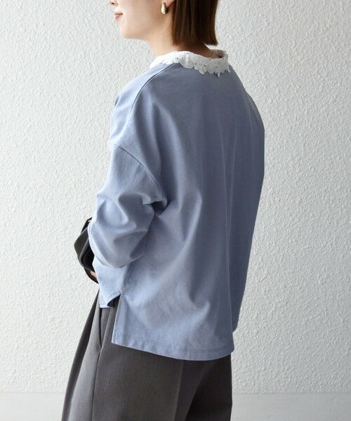 SHIPS / シップス カットソー | 《予約》SHIPS any:〈洗濯機可能〉レース カラー ロングスリーブ ポロ プルオーバー | 詳細17