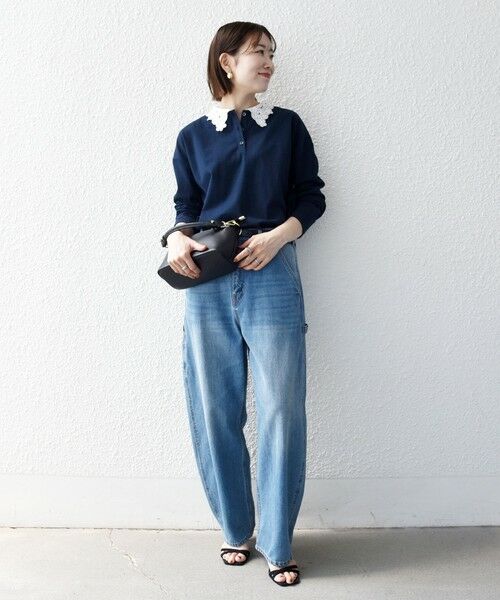 SHIPS / シップス カットソー | 《予約》SHIPS any:〈洗濯機可能〉レース カラー ロングスリーブ ポロ プルオーバー | 詳細26