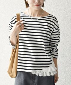 SHIPS / シップス Tシャツ | 《予約》SHIPS any:〈洗濯機可能〉レース ヘム アシンメトリー ロングスリーブ TEE