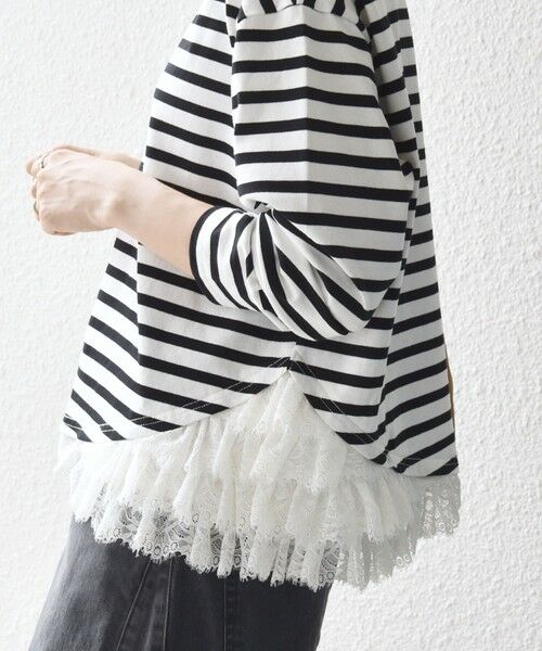 SHIPS / シップス Tシャツ | 《予約》SHIPS any:〈洗濯機可能〉レース ヘム アシンメトリー ロングスリーブ TEE | 詳細10
