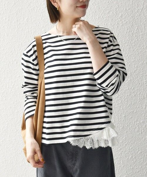SHIPS / シップス Tシャツ | 《予約》SHIPS any:〈洗濯機可能〉レース ヘム アシンメトリー ロングスリーブ TEE | 詳細3