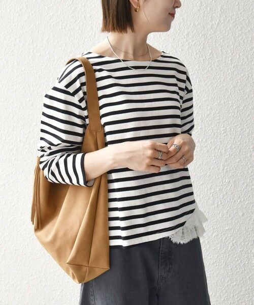 SHIPS / シップス Tシャツ | 《予約》SHIPS any:〈洗濯機可能〉レース ヘム アシンメトリー ロングスリーブ TEE | 詳細4
