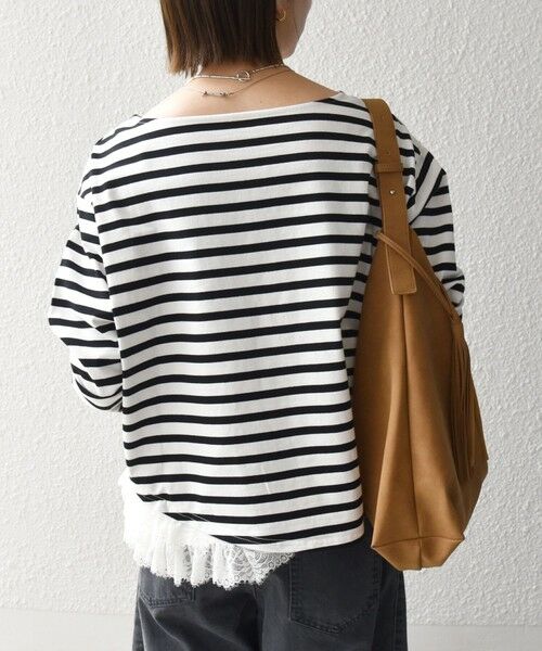 SHIPS / シップス Tシャツ | 《予約》SHIPS any:〈洗濯機可能〉レース ヘム アシンメトリー ロングスリーブ TEE | 詳細5